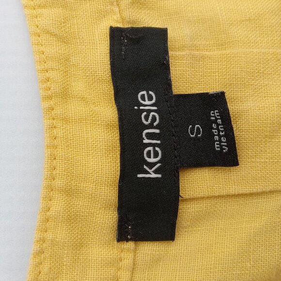Kensie racerback sleeveless yellow LINEN tank top button front size S - Picture 3 of 6